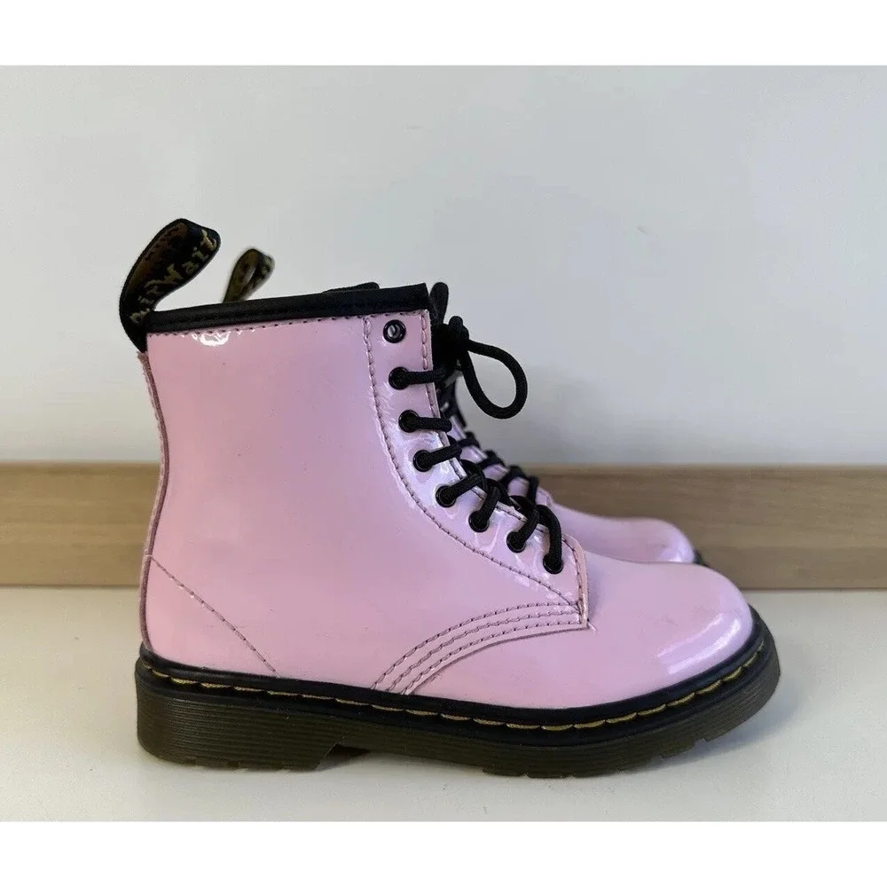 Dr. Martens 1460 J Boots Pink Patent Leather Zip / Kids' 10